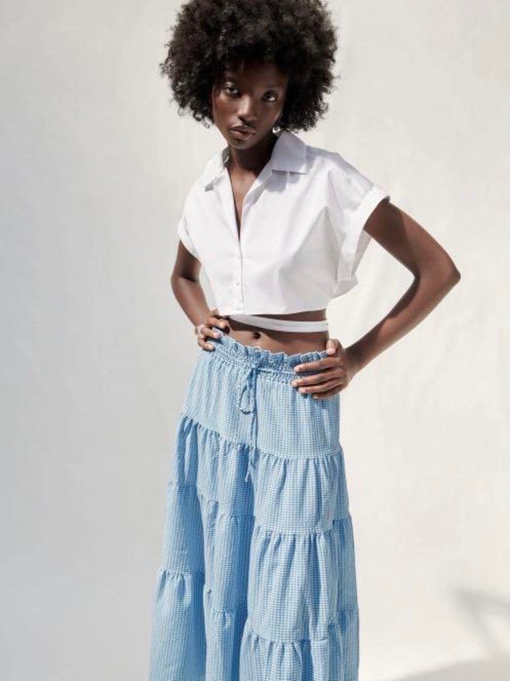 ZARA TIERED PLAID SKIRT SIZE XS NWT - Picture 3 of 7